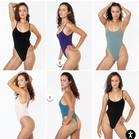 American Apparel GARMENT DYE SPAGHETTI THONG BODYSUIT XS CRÈME - Picture 5 of 7